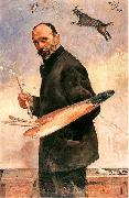 Julian Falat Self-portrait from palette oil painting